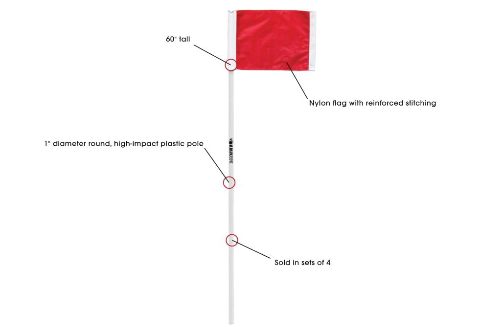 Kwik Goal Premier Corner Flags (Without Base), Set of 4