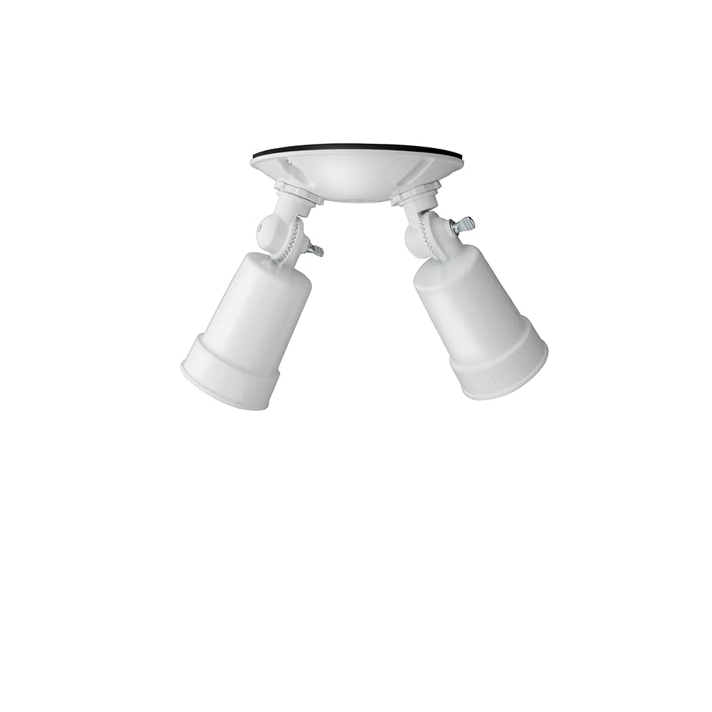 Lithonia Lighting Outdoor Flood Light Fixture, Adjustable Twin Par Flood Light Holder, Safety and Security, 120 Volts, Uses 2 Lamps Up to 150W (Not Included), White, 6-Pack (OFTH 300PR 120 WH CP6 M4)
