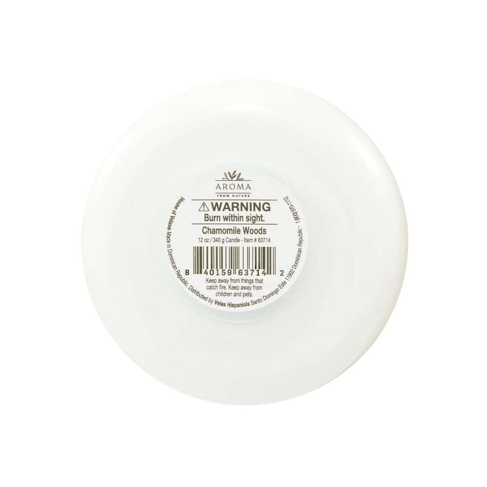 House of Velas, Aroma from Nature Wellness Collection Candle, 12 oz, 2 Cotton Wicks, Chamomile Woods, Large Painted Jar