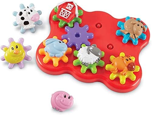 Learning Resources Barnyard Friends Build & Spin - Toddler Sensory Toys Montessori Building Set Preschool STEM Busy Board Cogs and Gears for Kids Fine Motor Skills Gifts for Boys and Girls