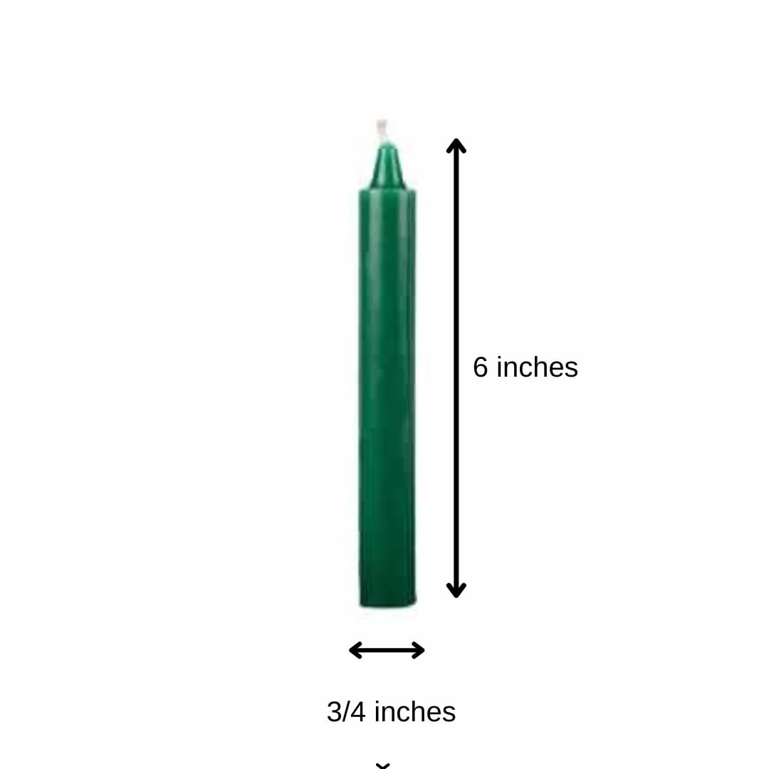 6 Inch Taper Candle 5 Pack Spell, Wicca, Santeria, Energized Candles Velas de 6 Pulgadas Paquete de 5 Velas (Green)