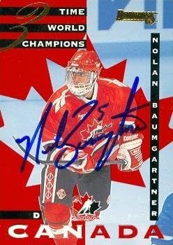 Sports Memorabilia Autograph Warehouse 67481 Nolan Baumgartner Autographed Hockey Card Team Canada 1995 Donruss No. 3