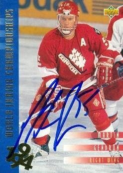 Sports Memorabilia Autograph Warehouse 67469 Martin Gendron Autographed Hockey Card Team Canada 1993 Upper Deck No. 540