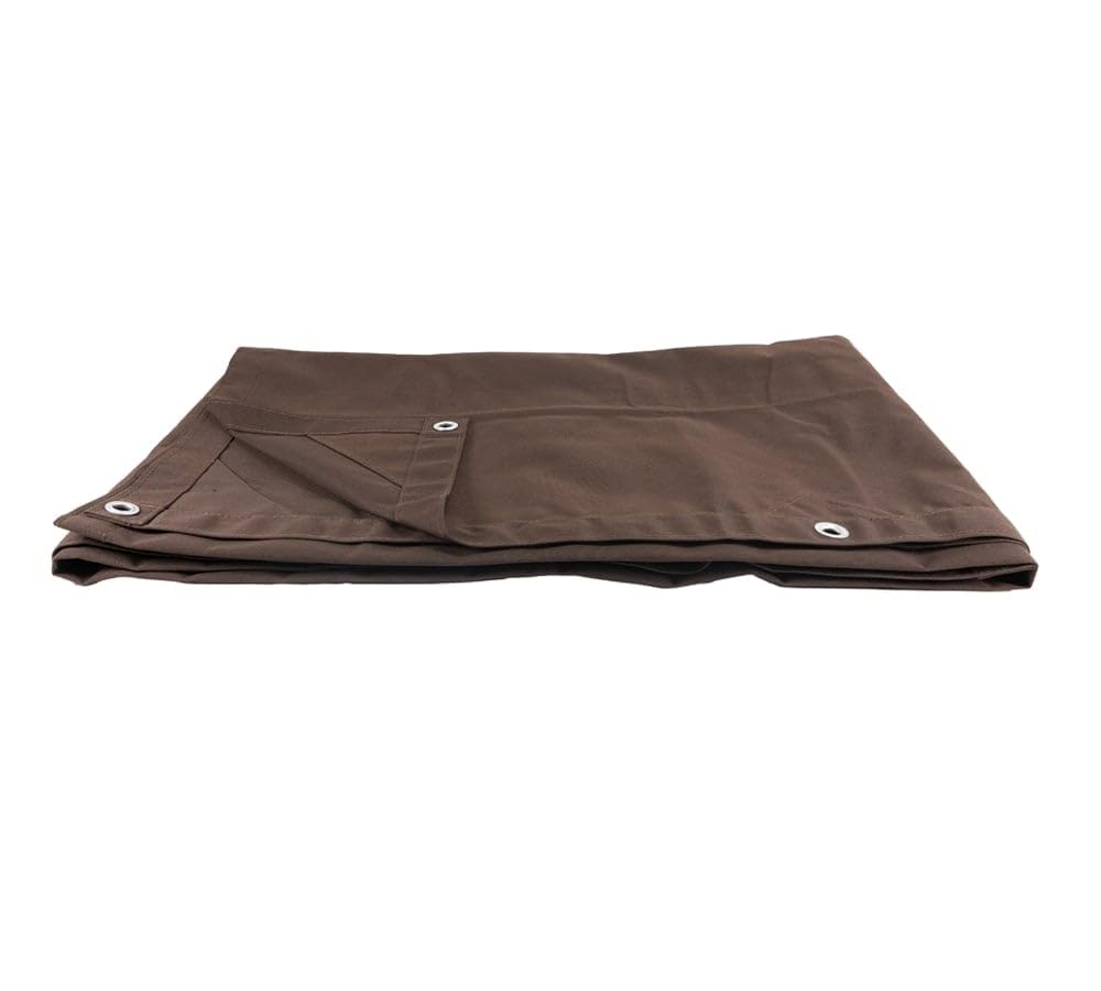 Mytee Products 20' x 20' Dark Brown 12oz Canvas Tarp with Grommets - Water Resistant - Heavy Duty Canvas Tarps - Multipurpose Tarpaulin Cover for Canopy Tent, Roof, Camping, Semi Trucks & Cargo