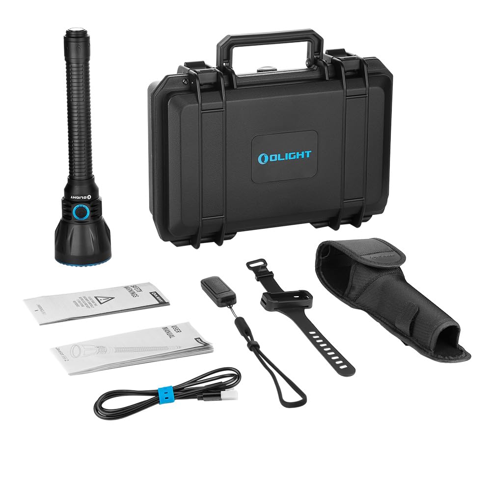 OLIGHT Javelot Turbo 2 1800 Lumen Rechargeable Tactical Flashlight with Long-Range 4921ft Throw, Dual-Switch LED Hunting Light with Wireless Remote 8M Control, Battery Pack & USB C Cable, Balck