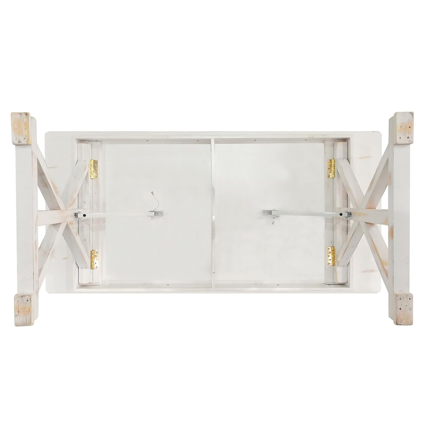 Flash Furniture Hercules Folding Farmhouse Dining Room Table with X Legs, Commercial Grade Rectangular Solid Pine Farm Table for 8, 7' x 40", Antique Rustic White
