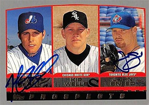 Sports Memorabilia Autograph Warehouse 244878 Matt Blank & John Sneed Autographed Baseball Card - Expos & Blue Jays FT 1999 Topps Prospects - No. 205 Rookie