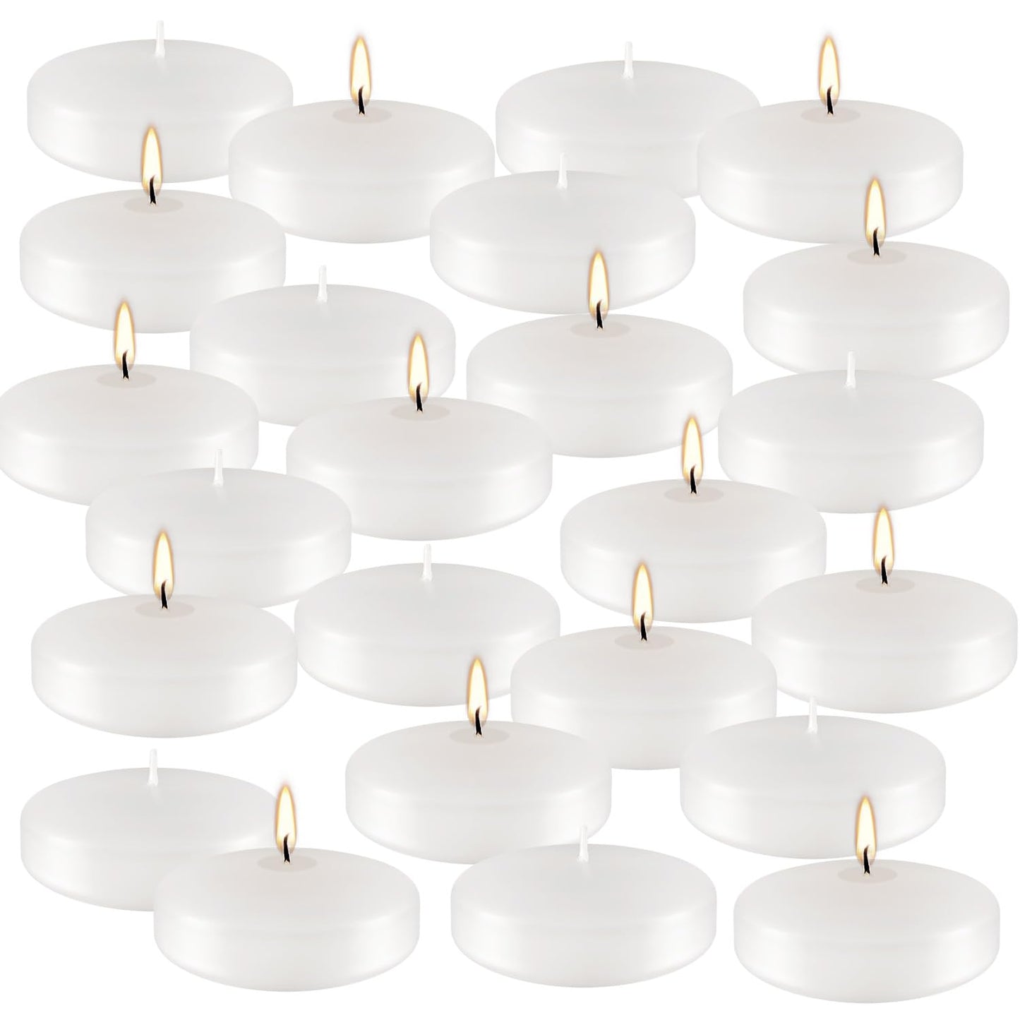 24Pack 3 Inch Unscented White Floating Candles,Long Lasting Burning-Ideal for Home Decor, Weddings, Parties, Pools, Cylindrical Vases, Restaurant and Holidays