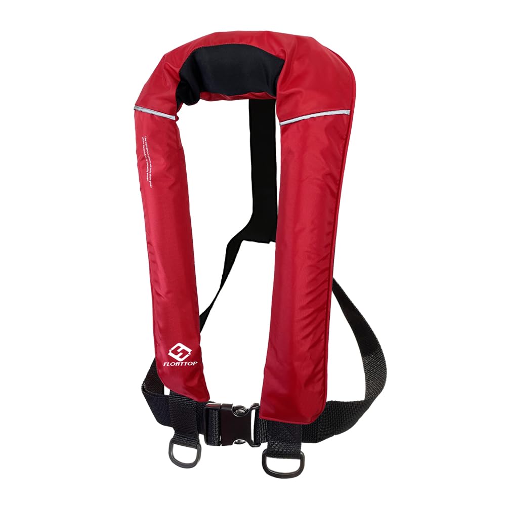 Compact USCG 150N Buoyancy PFD Outdoor Life Vest Automatic/Manual Inflatable Life Jacket PFD with 33g CO2 Cartridge (Red, Automatic)