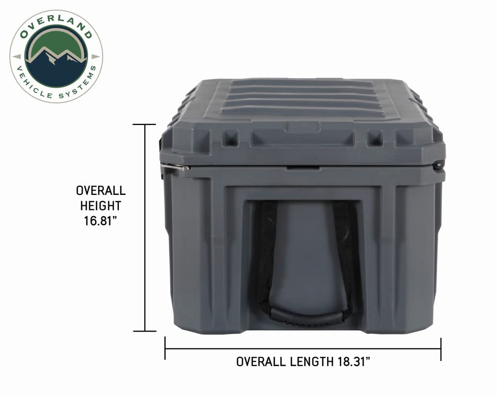 Overland Vehicle Systems 40100011 Dark Gray 95 QT Dry Box Storage with Drain and Bottle Opener | Waterproof Seal | Heavy-Duty Latches and Nylon Handles | Keeps Gear Safe, Dry and Organized