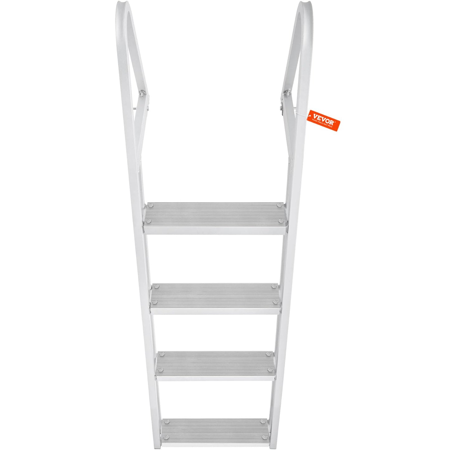 VEVOR Removable Dock Ladder 4 Steps, 350 lbs Load Capacity, Pontoon Boat Ladder with 4'' Wide Step & Nonslip Mat for Ship/Lake/Pool/Marine Boarding