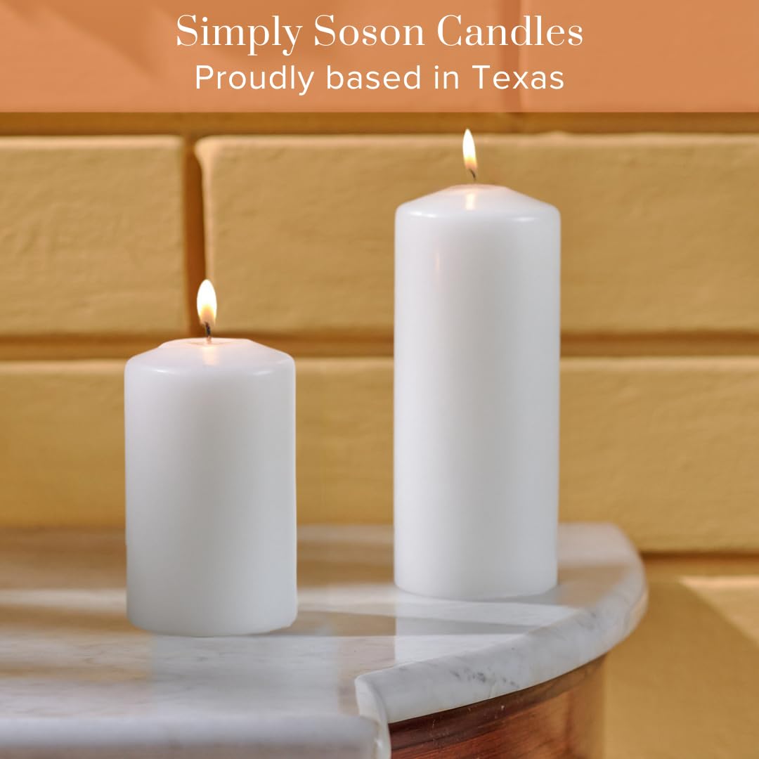 Simply Soson White Pillar Candles Bulk - 2.75x6 Inch, Set of 6 Unscented Pillar Candles, Elegant Tall Pillar Candle, Round Cone tip Pillar Candle for Home Decor, Dinner, Wedding, Party