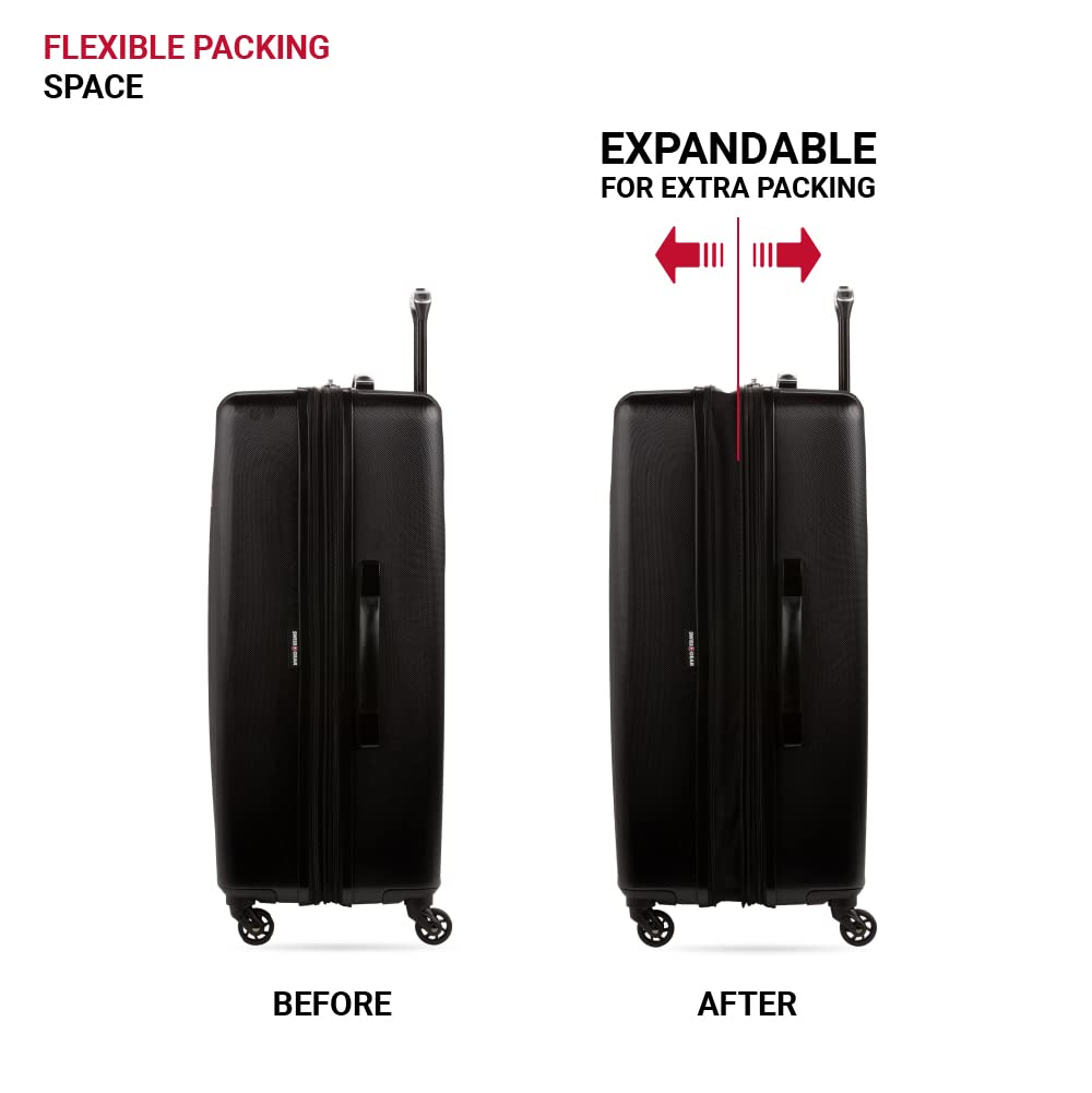 SwissGear 8018 Expandable Luggage, Hard Shell Large Luggage with Spinner Wheels