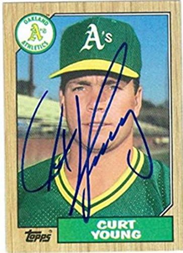 Autograph Warehouse 245646 Curt Young Autographed Baseball Card - Oakland Athletics 1987 Topps - No. 519