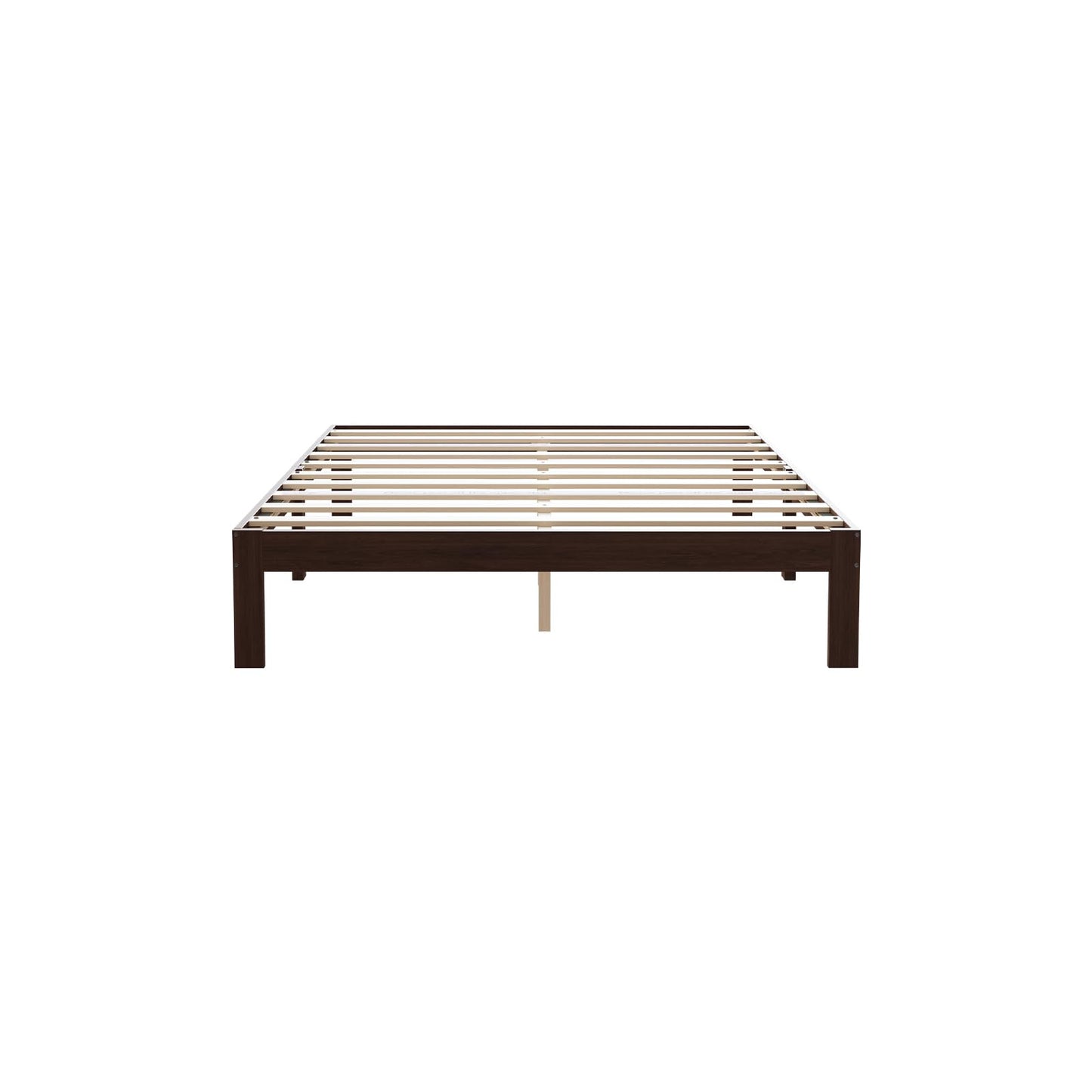 Novilla 12 Inch Wooden Queen Bed Frame, Classic Solid Wood Platform Bed Frame Queen Size, Sturdy Wood Slat Support, No Box Spring Needed, Easy Assembly, Walnut