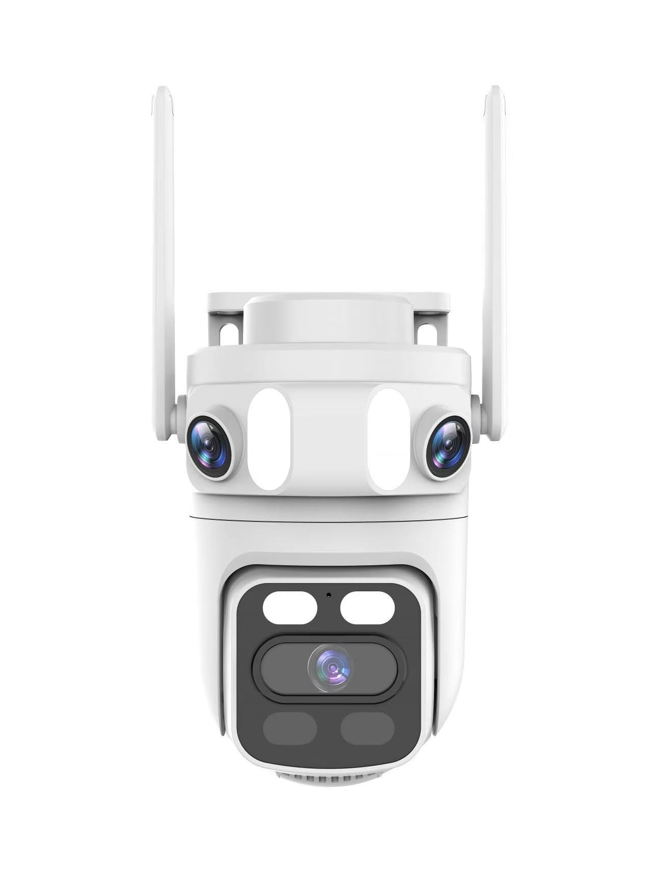 yeewise Triple Lens Wireless Security Camera System with 12" Monitor, 180° Wide View + 360° PTZ AI Tracking, WiFi 6, 16CH NVR, 24/7 Recording, 500GB HDD, No Monthly Fee, Plug-in Power