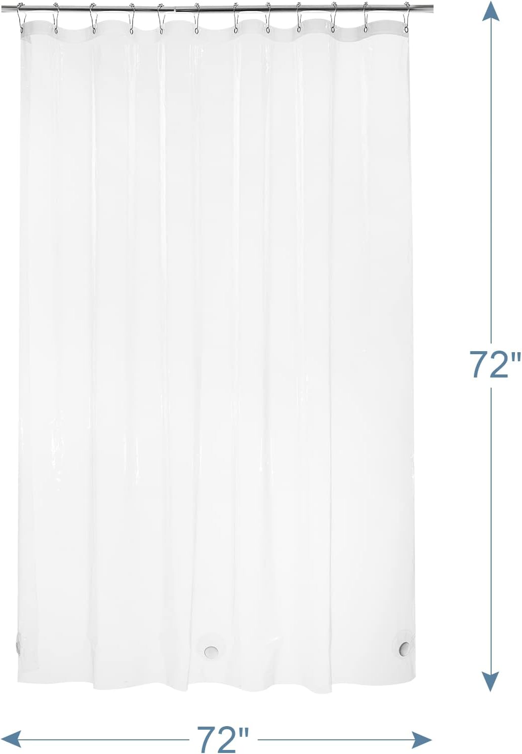 AmazerBath Heavy Duty Shower Curtain Liner - 12 Gauge Clear 72 x 72 Inches with 3 Weights & Grommets