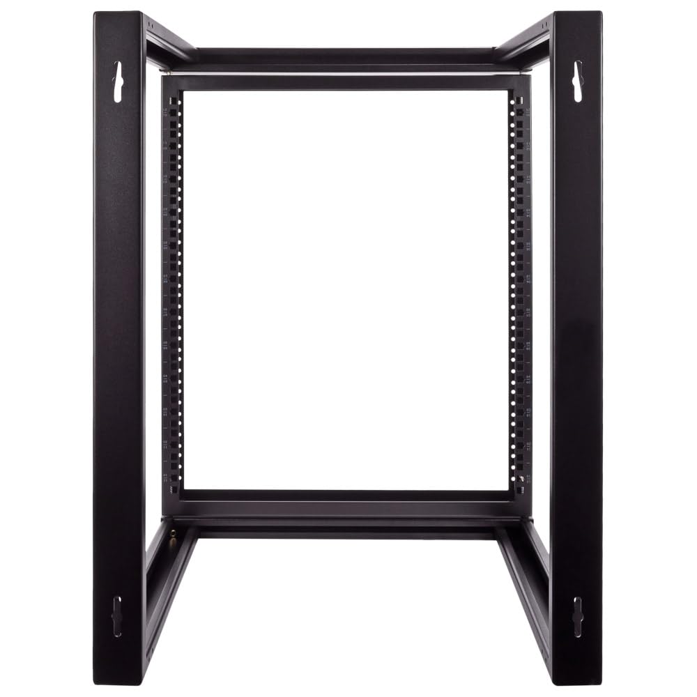 NavePoint 12U Server Rack with Swing Gate - Wall Mount Rack for 19 Inch IT Equipment Open Frame Rack – Network Rack Wall Mount for AV & Server Equipment 18” Deep Rack, Black