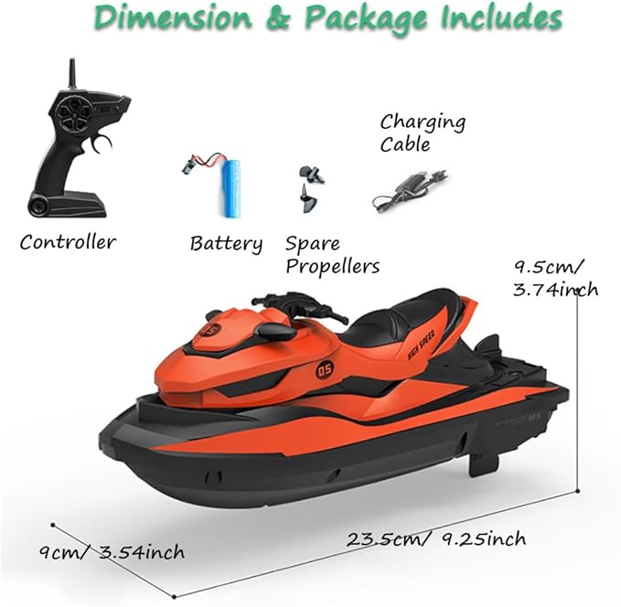 Miracland Remote Control Jet Ski with Driver - High Speed 2.4GHz RC Motorboat Water Toy - Dual Propellers - 2 Speed Levels - 50 Meters Control Range (Blue)