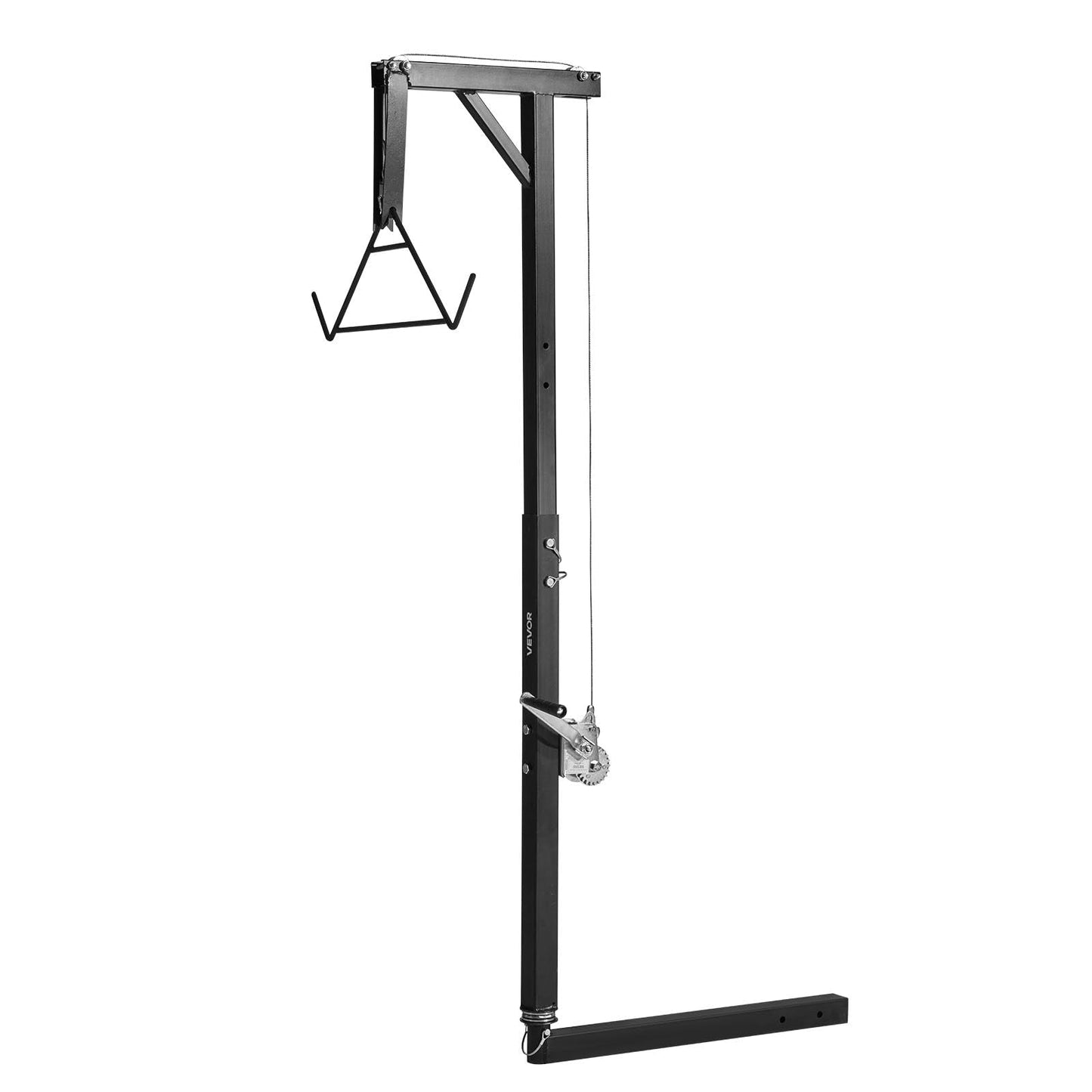 VEVOR Truck Hitch Game Hoist, 300 lbs Load Capacity, Hunting Deer Hoist with 2-inch Receiver, 360-Degree Swivel Shaft & Adjustable Height, Includes Gambrel Winch for Skinning & Cleaning Game