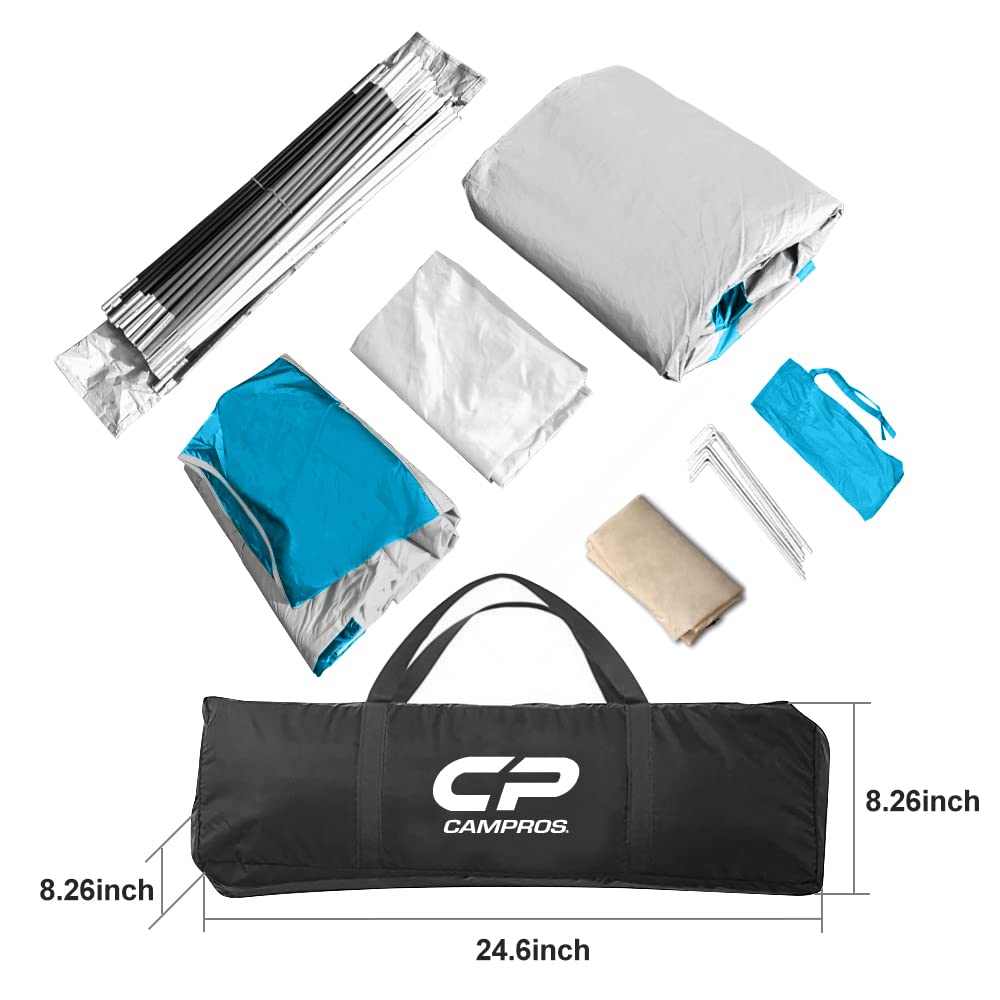 CAMPROS CP Tent 8 Person Camping Tents, Weather Resistant Family Tent, 5 Large Mesh Windows, Double Layer, Divided Curtain for Separated Room, Portable with Carry Bag - Sky Blue