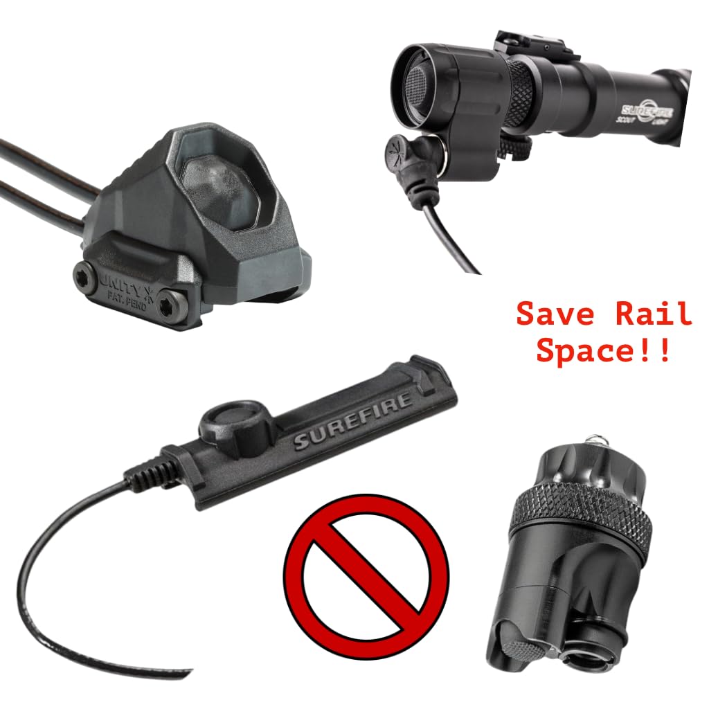 Z-BOLT® Dual Switch Cable Port Tailcap (Matte Black) for 3V/6V Malkoff, Blazer LEP & LED 18350/18650 Light Bodies & Surefire M300/340/M600/640DF Lights (DS00 Type Functionality)