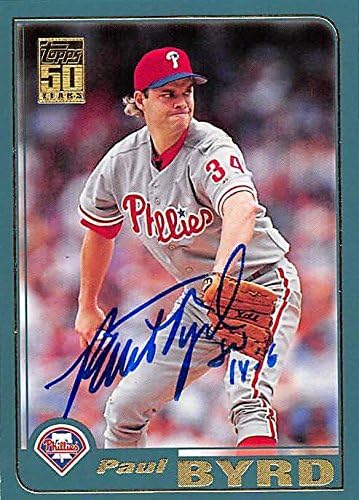 Sports Memorabilia Autograph Warehouse 244683 Paul Byrd Autographed Baseball Card - Philadelphia Phillies FT 2001 Topps - No. 656