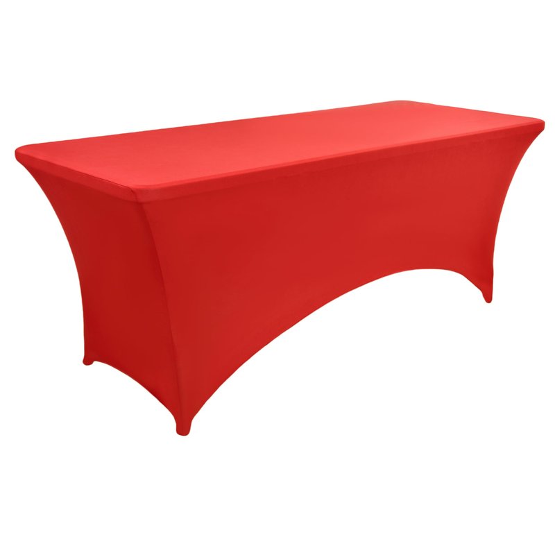 ZarzaaSik 10-Pack 4ft Red Spandex Table Covers for Rectangular Folding Tables - Wrinkle Resistant Stretch Tight Table Cloths - Fitted Table Protector for Parties, Trade Shows, Banquet, and Wedding