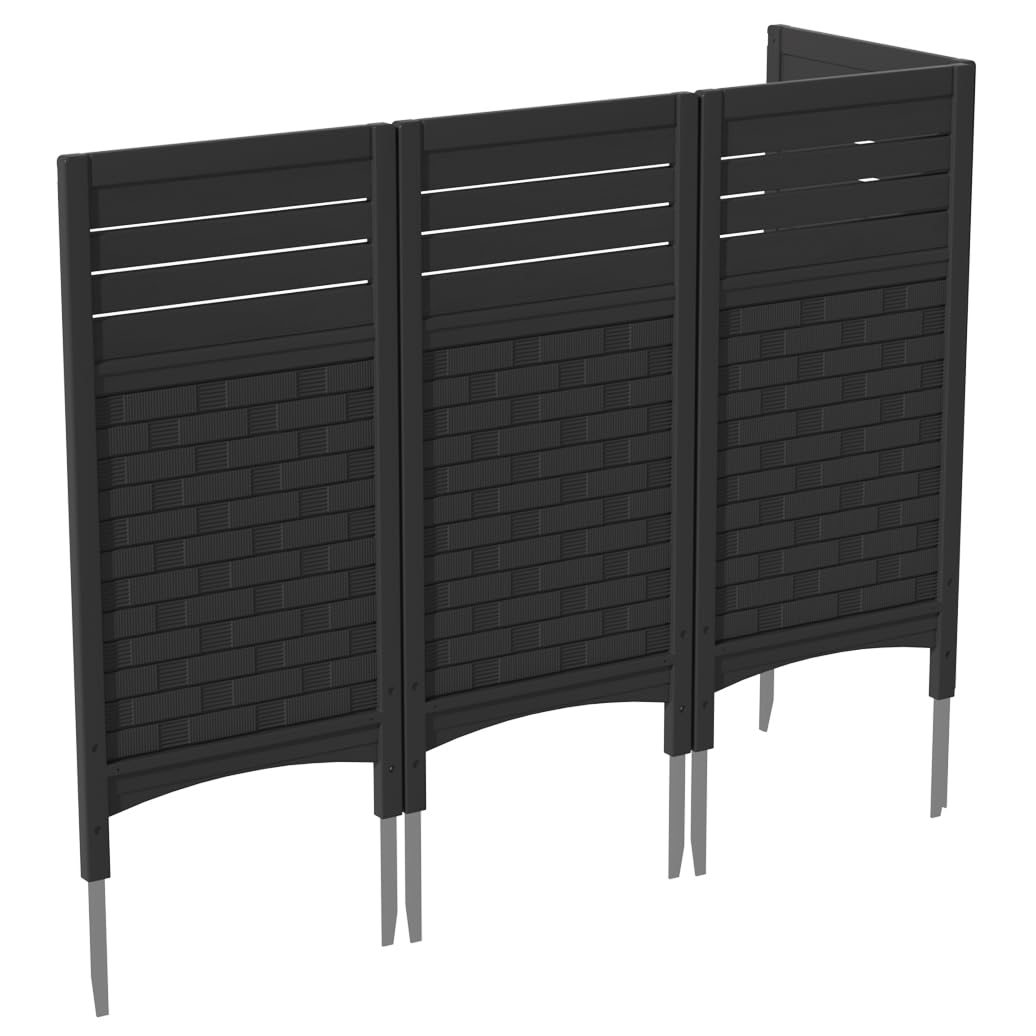 KINYING Air Conditioner Fence Privacy Screen,4 Panels Pool Equipment Trash Can Enclosure Screen for Outdoor,Resin Fence Panels Kit,45" (H) x 22" (W) Per Panel, Black