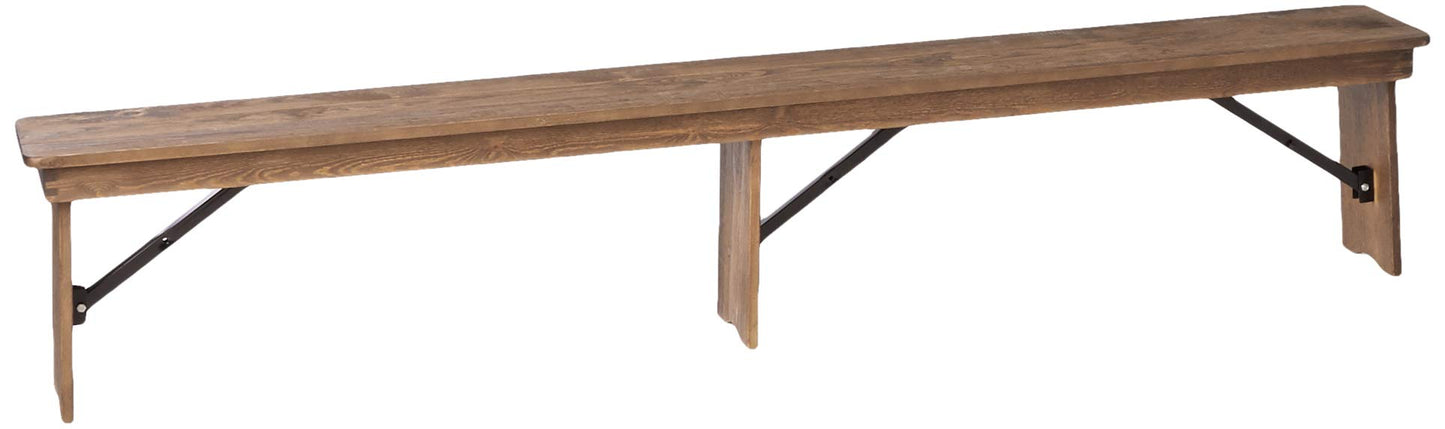Flash Furniture HERCULES Series 9' x 40'' Antique Rustic Folding Farm Table and Two Bench Set