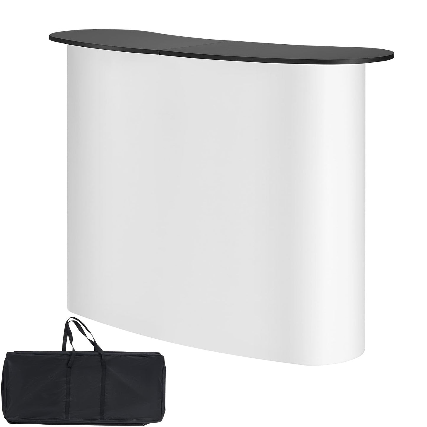 VEVOR Portable Tradeshow Podium Table, 51.18" x 18.31" x 37.4", Display Exhibition Counter Stand Booth Fair with Wall, Foldable Promotion Retail Bar Table Pop Up Podium with Storage Rack, Carrying Bag