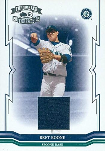 Sports Memorabilia Autograph Warehouse 343567 Bret Boone Player Worn Jersey Patch Baseball Card - Seattle Mariners 2005 Donruss Throwback Threads No. 141 LE 202 & 250