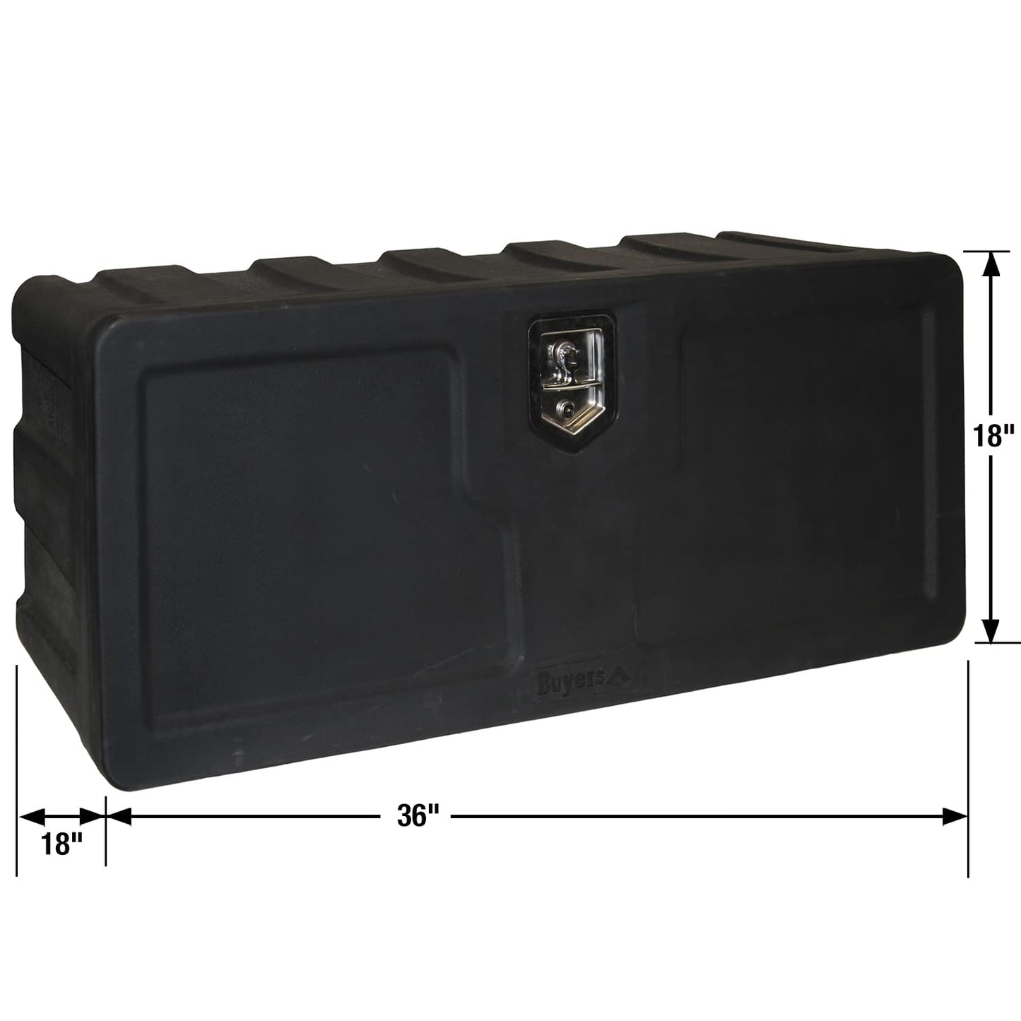 Buyers Products 1717105 Poly Underbody Truck Box, 18 x 18 x 36 in, Lightweight HD Poly Tool Box w/ Drop Door, 3-Point Locking Latch, Weather-Resistant Seal, Underbody or Surface Mount Truck Storage
