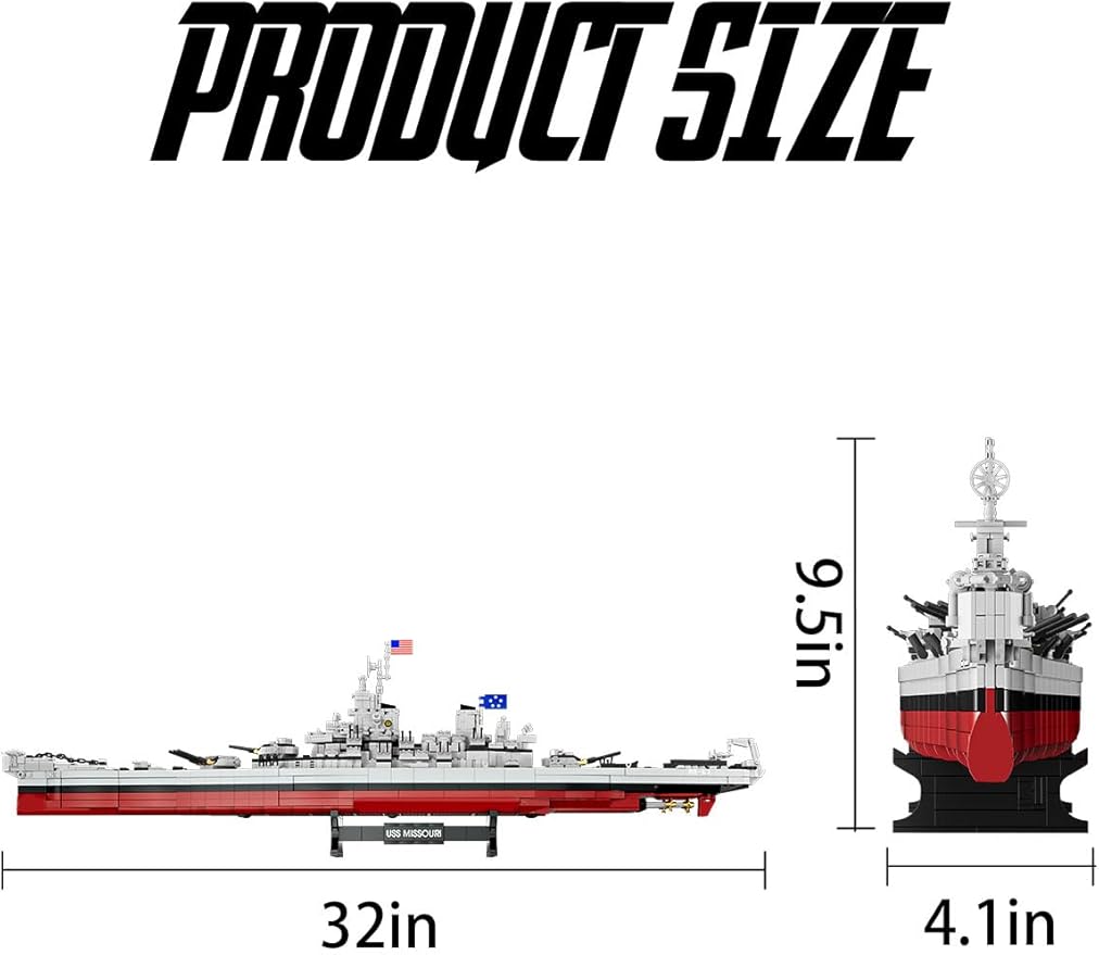 SEMKY Military Series USS Missouri BB-63 MOC Building Blocks and Engineering Toy(2228 Pieces)WW2 Warship for Kid and Military Fan