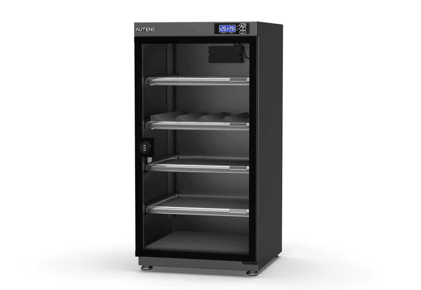 AUTENS Dehumidifying Dry Cabinet Box with Combination Lock,Digital Control Noiseless and Energy Saving,for Camera Lens,Electronic Equipment,Collectibles Storage,Temperature Humidity LED Screen (100L)