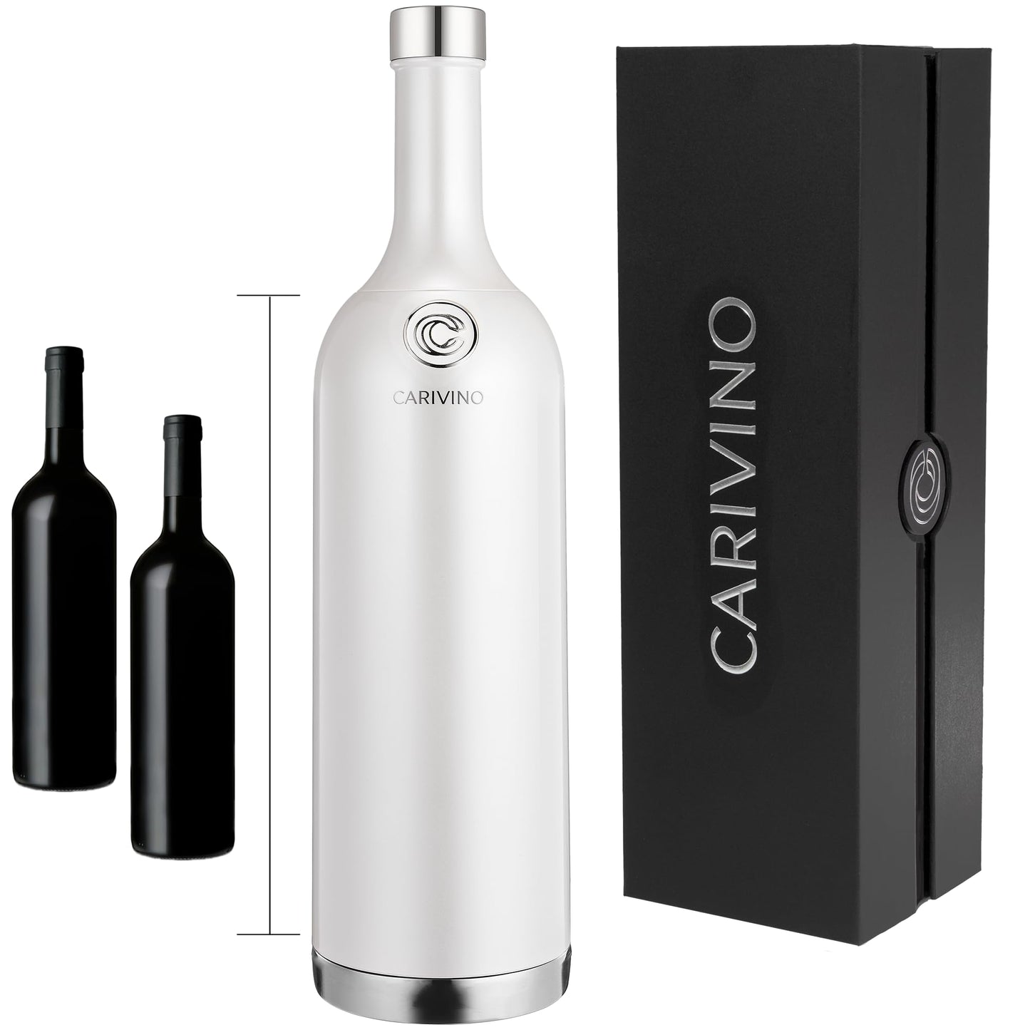 1.5L Travel Wine Flask Holds 2 Bottles of Wine with Wine Aerator, Ceramic Interior Vacuum Insulated Wine Bottle Cooler Gift (Akoya Pearl White)