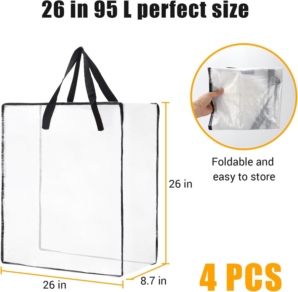 Skiennix Wreath Storage Bag - 26 Inch, 95L Container for Spring & Holiday Decorations | 4-Pack