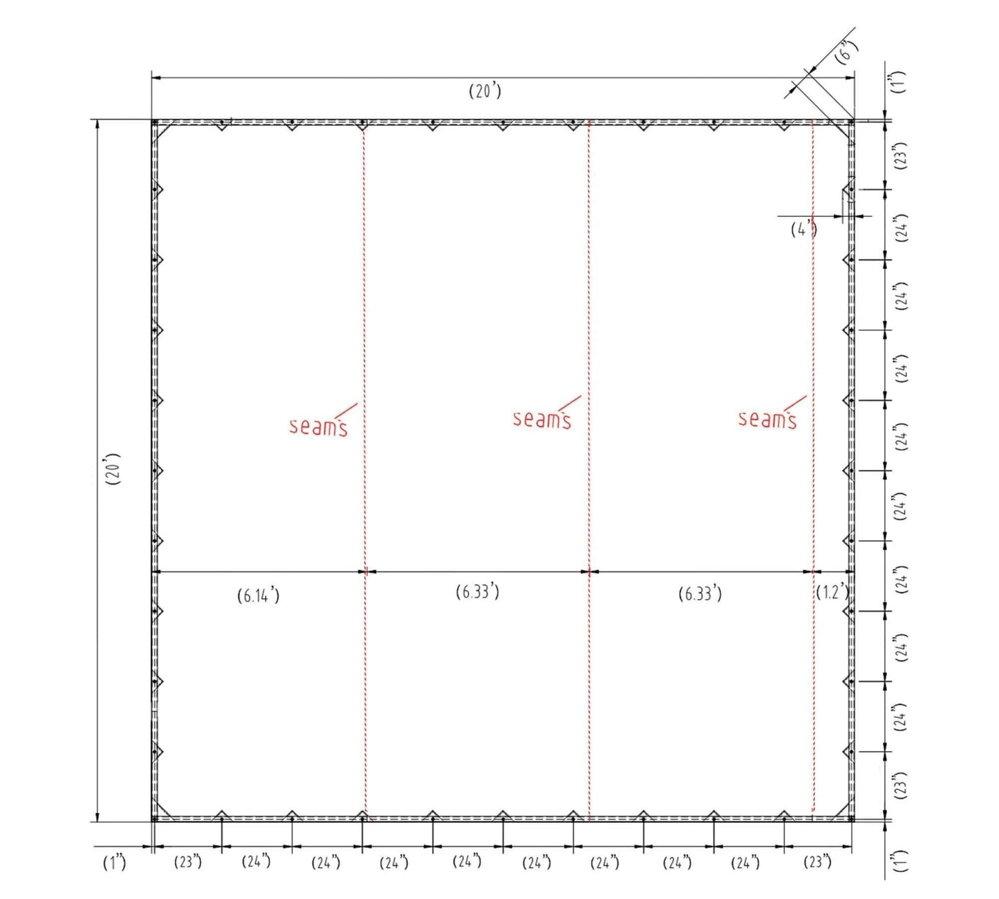 Mytee Products 20' x 20' Tan Canvas Tarp 12oz Heavy Duty Water Resistant