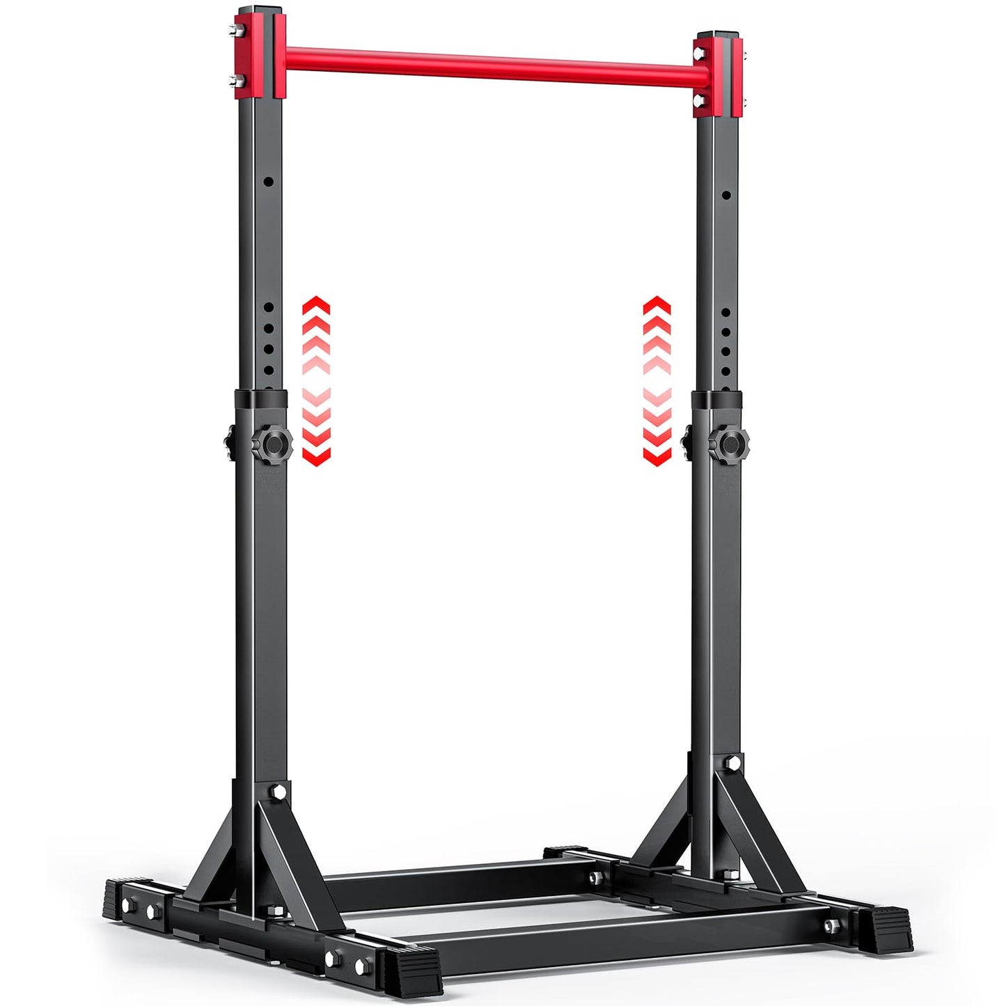 AFFLUENT Pull Up Bar Stand Free Standing Pull Up Bar Station 8 Adjustable Heights Power Tower for Home Gym Workout 330lbs Capacity Red