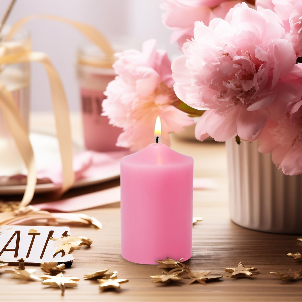 12 Pack 2x3 Inch Pink Pillar Candles, Unscented Column Candles for Home Restaurants Spa Church Weddings, Smokeless Dripless and Clean Burning Emergency Candle