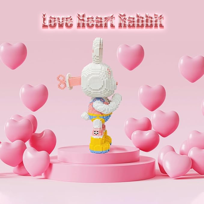 Animal Love Heart Rabbit Micro Building Blocks Set(8000PCS 55cm High Series) Gift for Adults and Kids