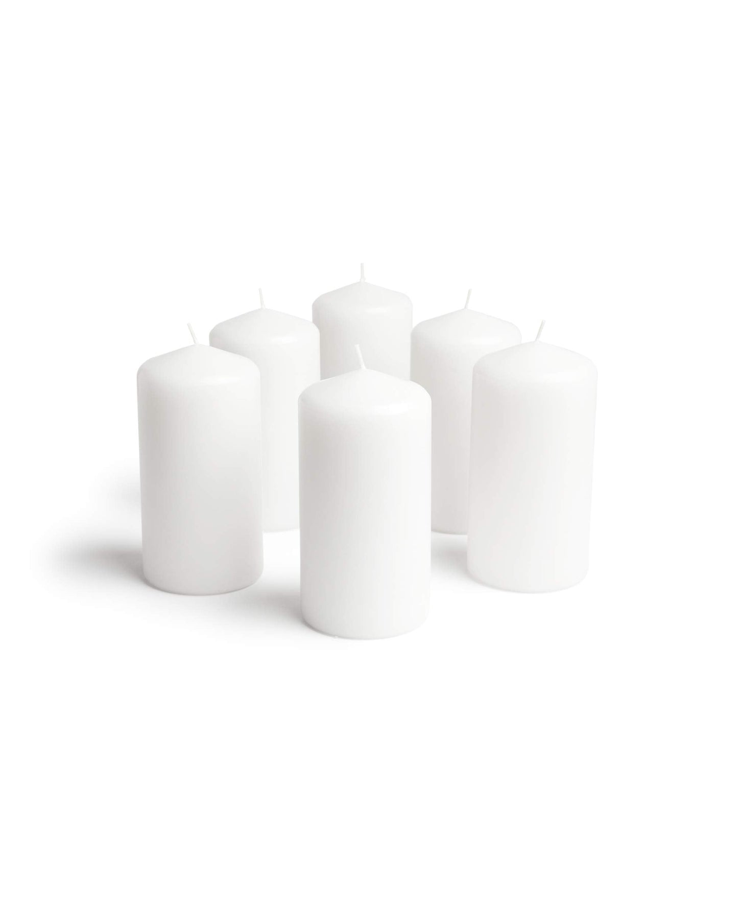 Cone Top Pillar Candles by Bask - Set of 6-3" x 6" Dripless Unscented Candles in White for Home Decor, Relaxation & All Occasions