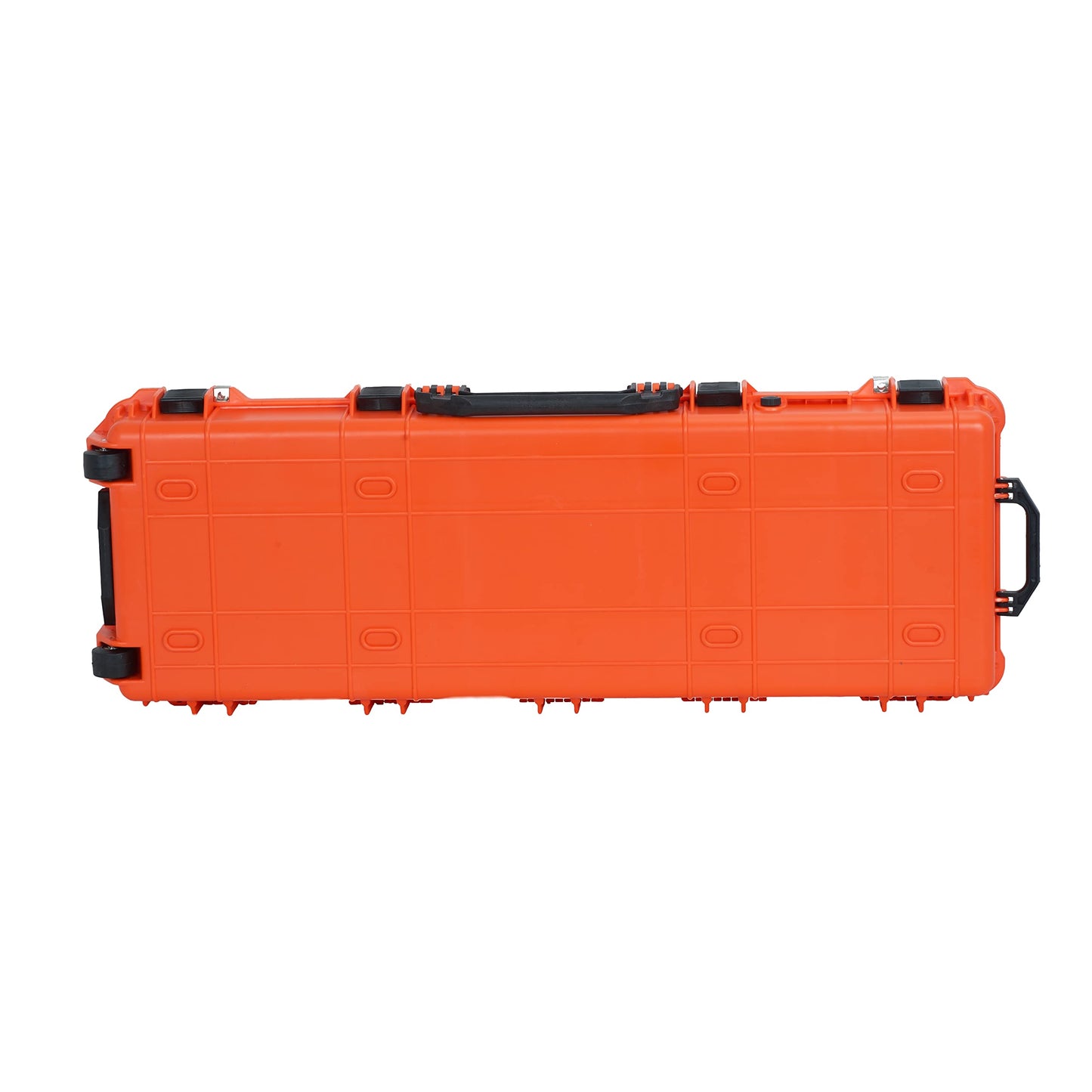 MEIJIA Portable Rolling Waterproof All Weather Hard Rifle Case,Gun Case with Wheels,Soft Handle Grip,Customizable Fit Foam Inserted (Orange, 44.37"x15.98"x6.1")
