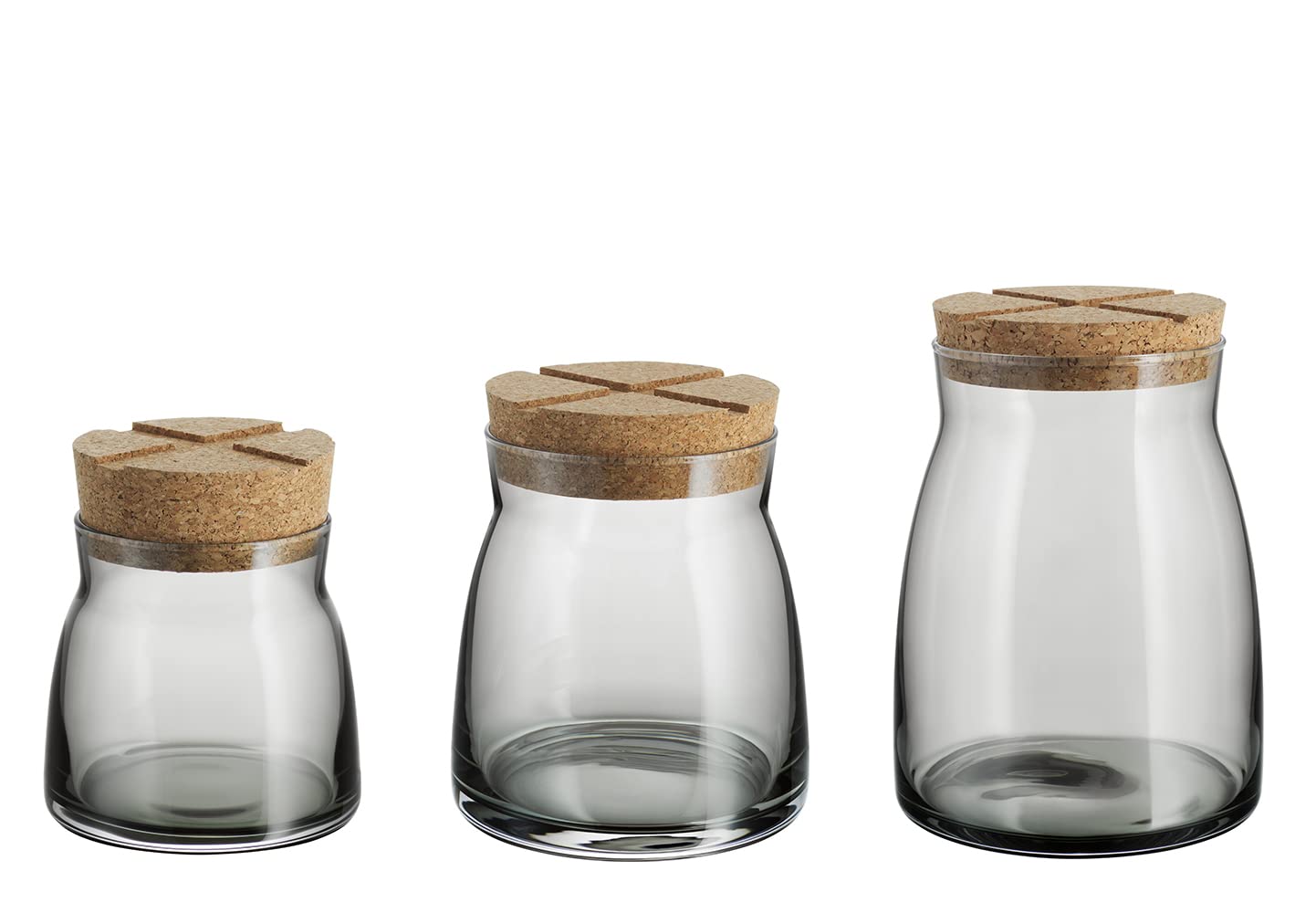 Kosta Boda Bruk Grey Canister/Storage Jars, Set of 3.,
