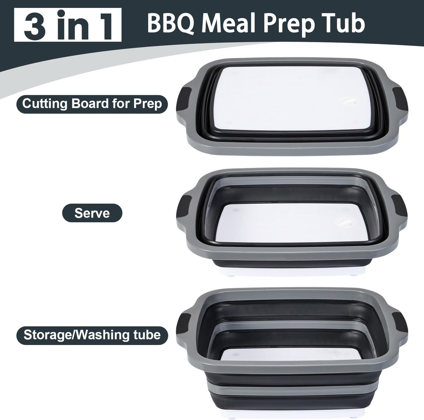 Verdvoca 2Pcs XXL Collapsible BBQ Prep Tubs w/Cutting Board and Lid &1 Pcs 21 Inch Pro Tyvek Brown BBQ Blanket for Resting Meat