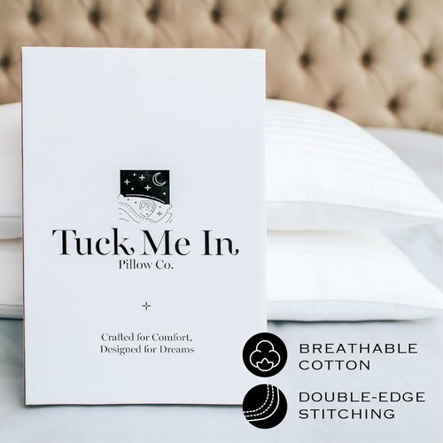 Houseify Tuck Me In Pillow Co. Down Alternative Pillows - Hypoallergenic Queen Size Set of 2 | Premium Breathable Comfort for Side & Back Sleepers
