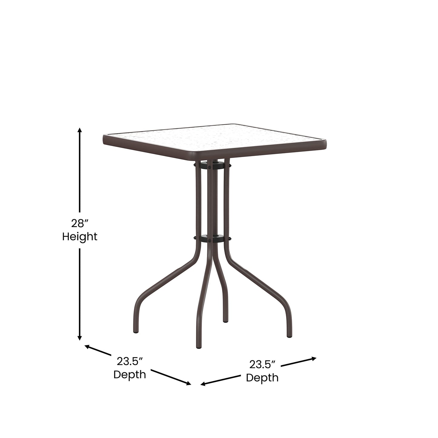Flash Furniture TLH-0731SQ-017CBZ2-GG Lila 23.5'' Square Glass Table with 2 Metal Aluminum Slat Stack Chairs, Bronze