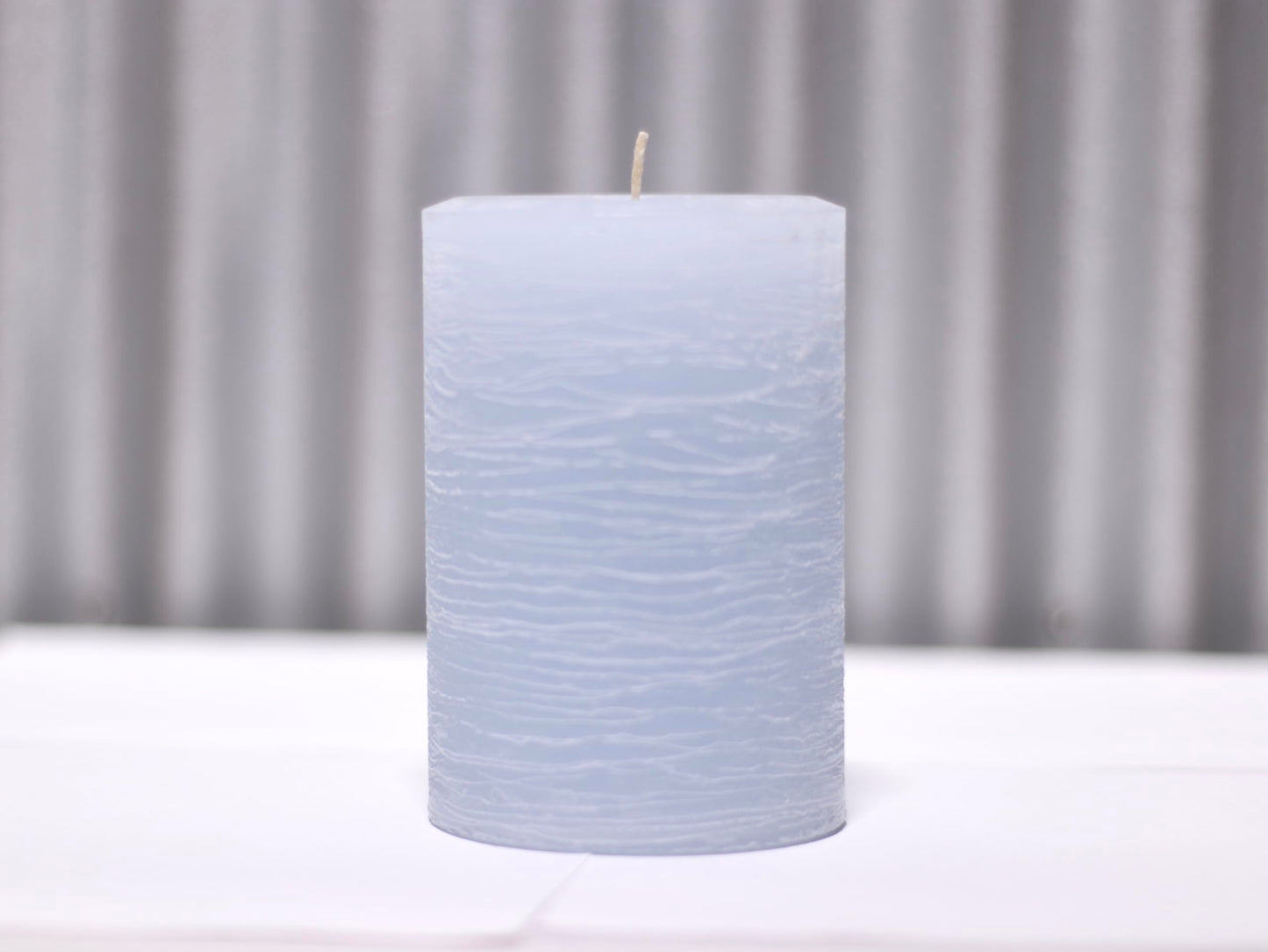 Modern Candle Design Large Unscented Rustic Nordic Pillar Candle Handmade in The USA (Ice Blue)