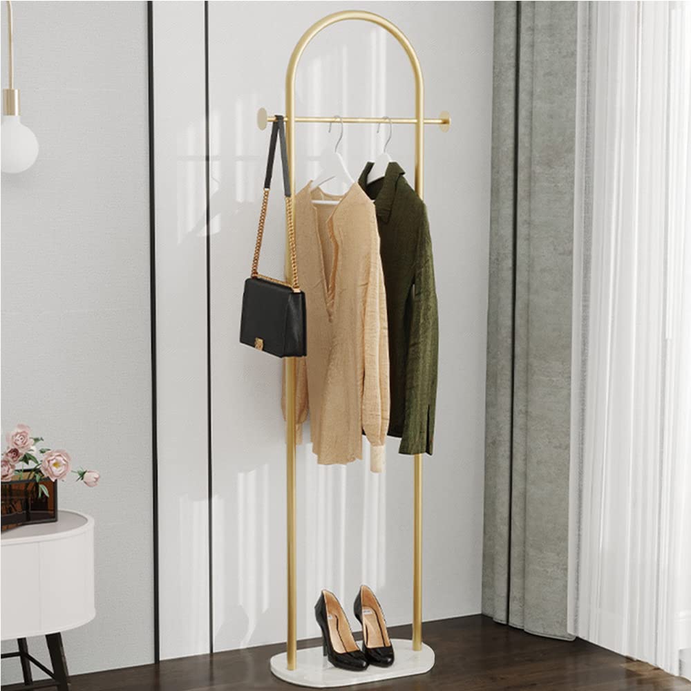 HKaikzo Gold Coat Rack, Modern Garment Rack with Marble Base, Heavy-duty Clothing Racks Freestanding, Can Hang Clothes, Hat, Scarf, Organize Shoes 19.7" W