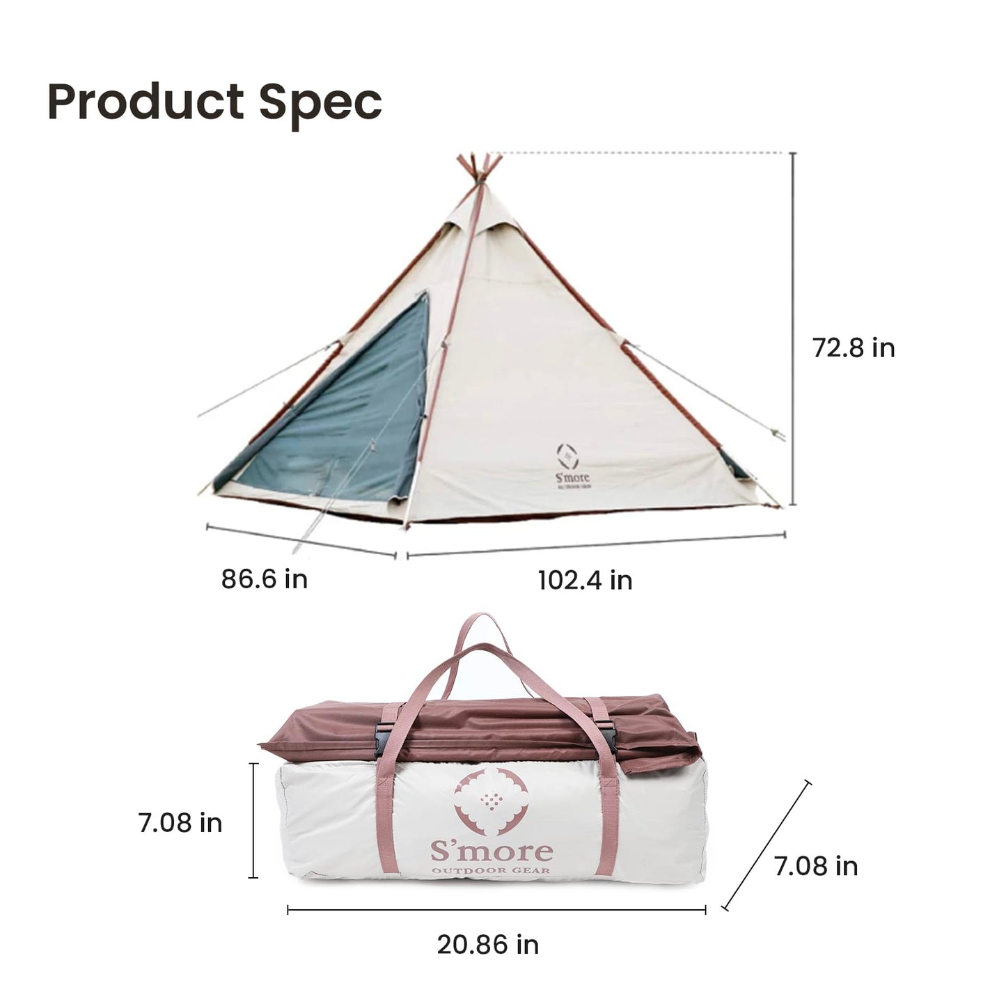 S'more Maroom & A Base Glamping Family Tent, Setup Tent with Screen Room